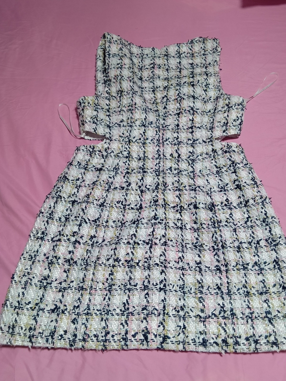 Elegant Black & White Tweed Mini Dress